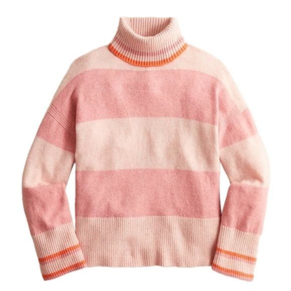 J. Crew Sweaters - J. Crew Striped Turtleneck Sweater Supersoft Yarn Heather Pale Pink NWT